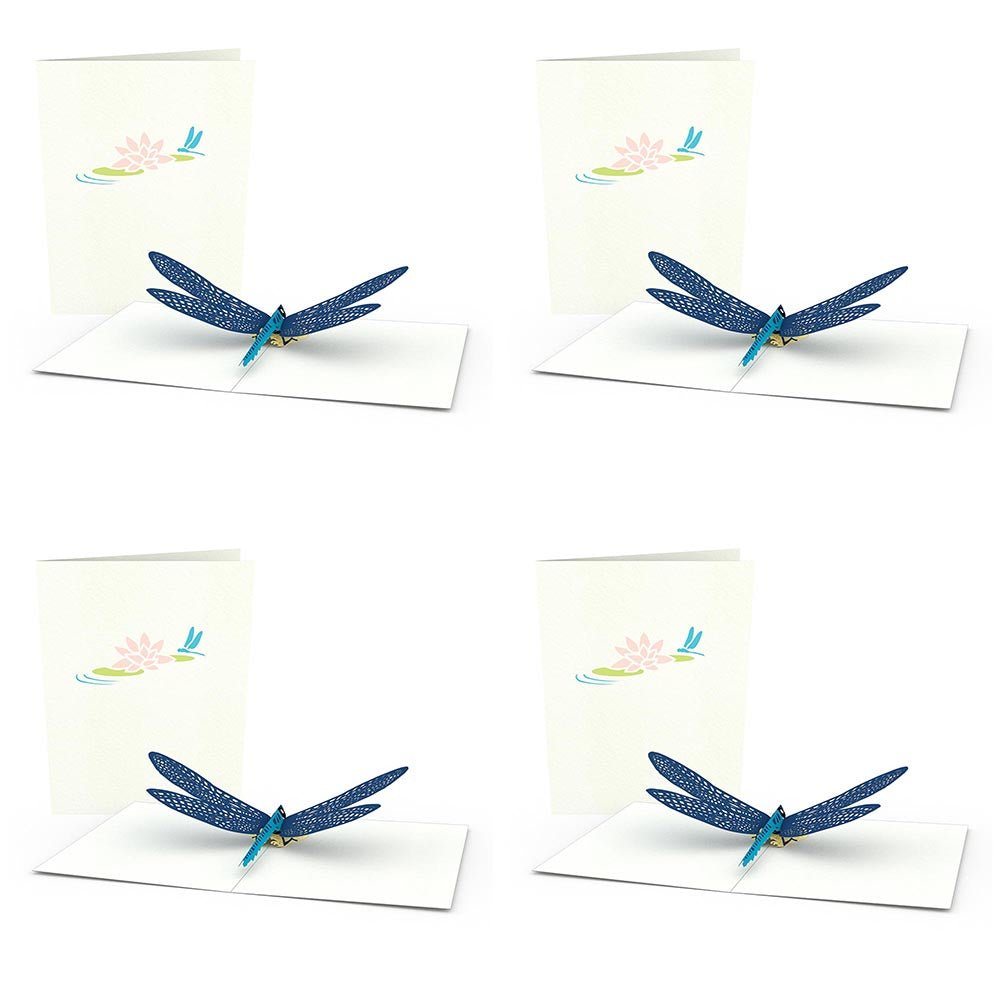 Lovepop - 4er - Pack Libellen - Notizkarten 3D Pop - Up Kartenpaket - Onlineshop für außergewöhnliche Grußkarten und Paper Art - Online kaufen
