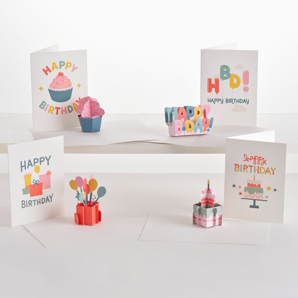 Lovepop - 4er - Pack Skurrile Geburtstags - Notizkarten 3D Pop - Up Kartenpaket - Onlineshop für außergewöhnliche Grußkarten und Paper Art - Online kaufen
