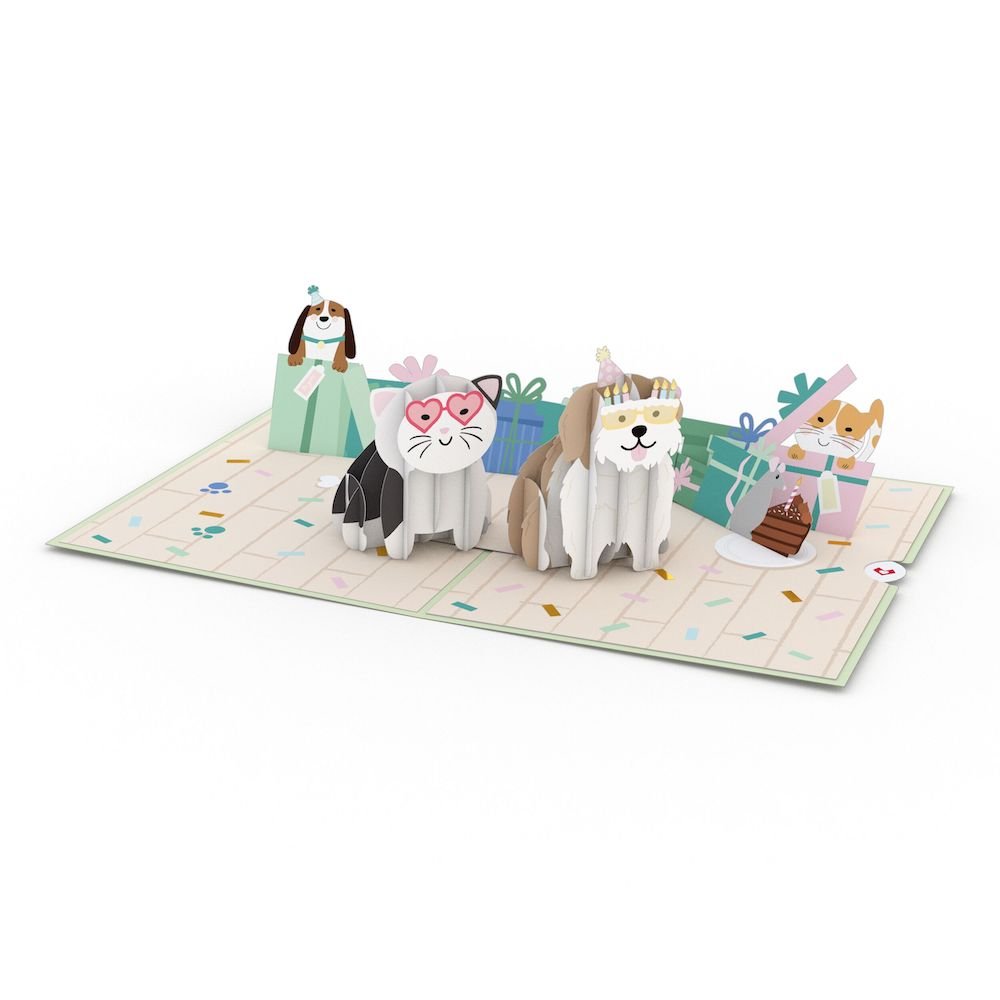 Lovepop - Geburtstag mit Katzen & Hunden 3D Pop - Up Karte - Onlineshop für außergewöhnliche Grußkarten und Paper Art - Online kaufen