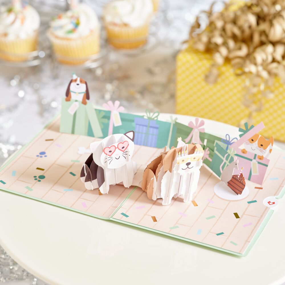 Lovepop - Geburtstag mit Katzen & Hunden 3D Pop - Up Karte - Onlineshop für außergewöhnliche Grußkarten und Paper Art - Online kaufen