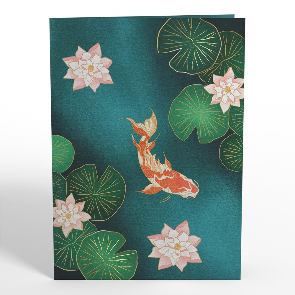 Lovepop - Koi - Fische im Lotusteich 3D Pop - Up Karte - Onlineshop für außergewöhnliche Grußkarten und Paper Art - Online kaufen