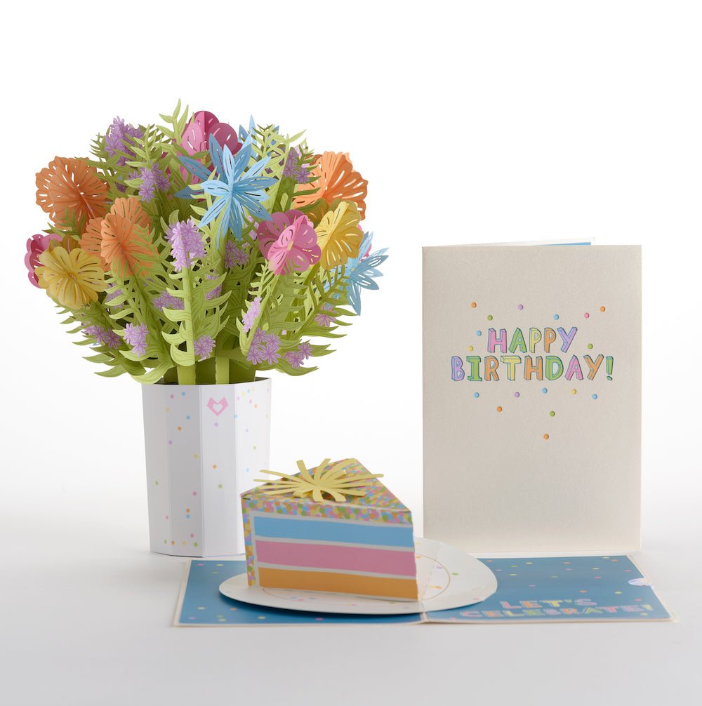 Lovepop - Konfetti - Geburtstagspaket 3D Pop - Up Karte + Bouquet Set - Onlineshop für außergewöhnliche Grußkarten und Paper Art - Online kaufen