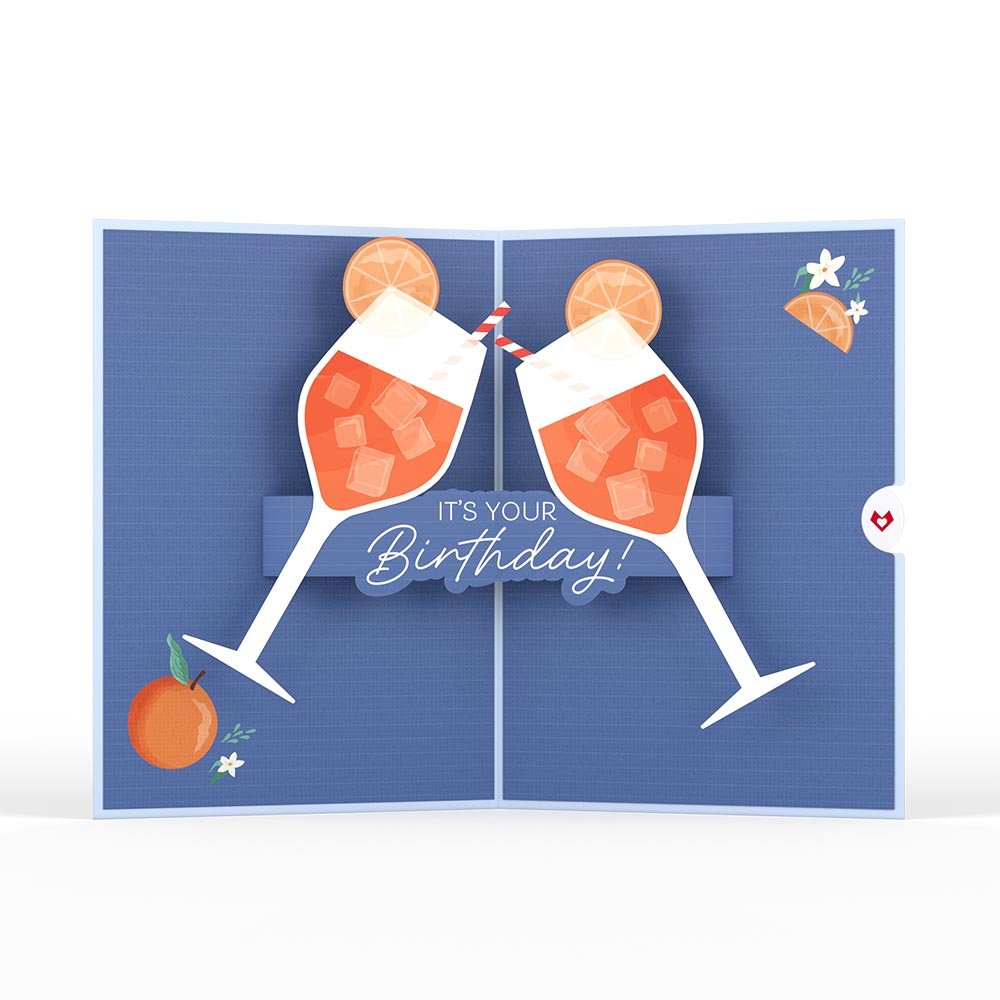 Lovepop - Oh Spritz! 3D Pop - Up Karte mit orangenem Sommer Cocktail - Onlineshop für außergewöhnliche Grußkarten und Paper Art - Online kaufen