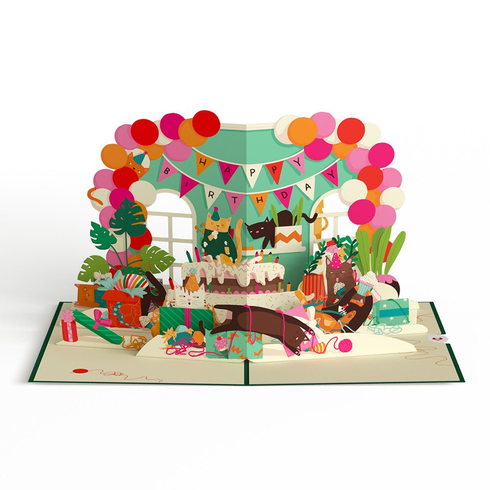 Lovepop - Party Cats Geburtstag Katzen 3D Pop - Up Karte - Onlineshop für außergewöhnliche Grußkarten und Paper Art - Online kaufen