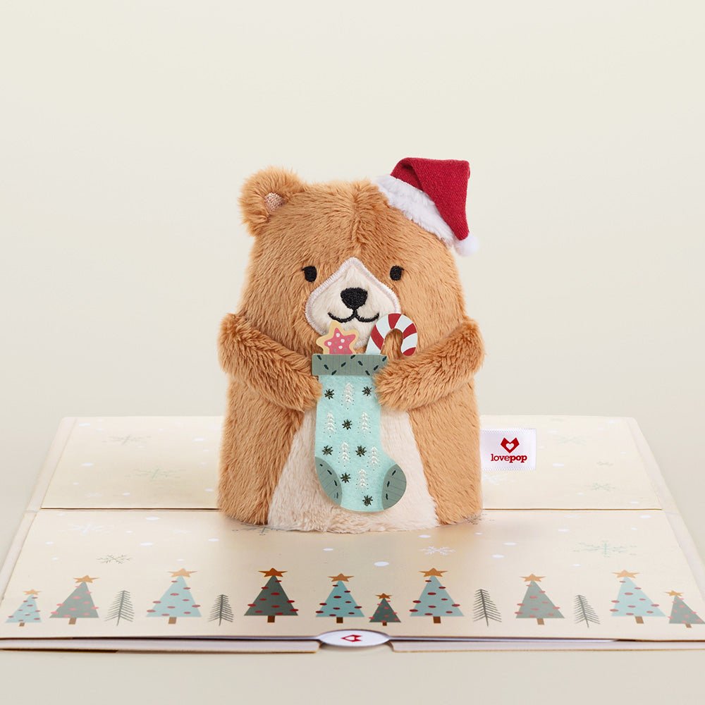 Lovepop - Plüsch - Pop 3D Pop - Up Weihnachtskarte Weihnachts - Bär Merry Christmas - Onlineshop für außergewöhnliche Grußkarten und Paper Art - Online kaufen