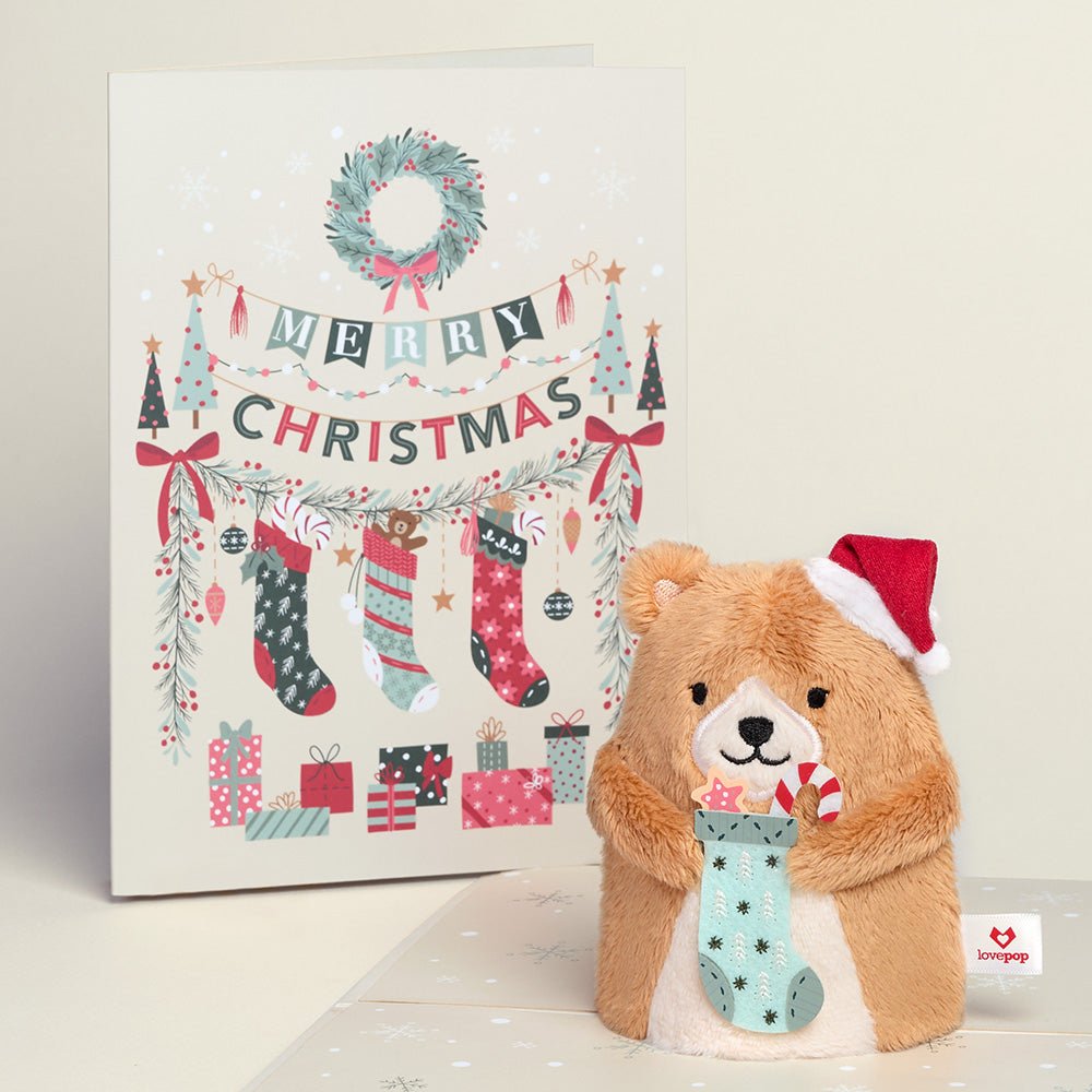 Lovepop - Plüsch - Pop 3D Pop - Up Weihnachtskarte Weihnachts - Bär Merry Christmas - Onlineshop für außergewöhnliche Grußkarten und Paper Art - Online kaufen