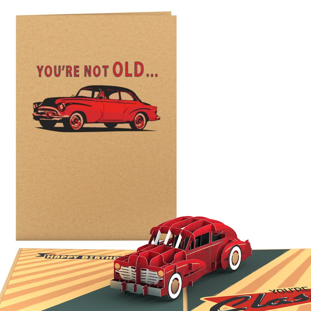 Lovepop.de - Classic rotes Auto 3D Pop - Up Geburtstagskarte für Autoliebhaber - Onlineshop für außergewöhnliche Grußkarten und Paper Art - Online kaufen