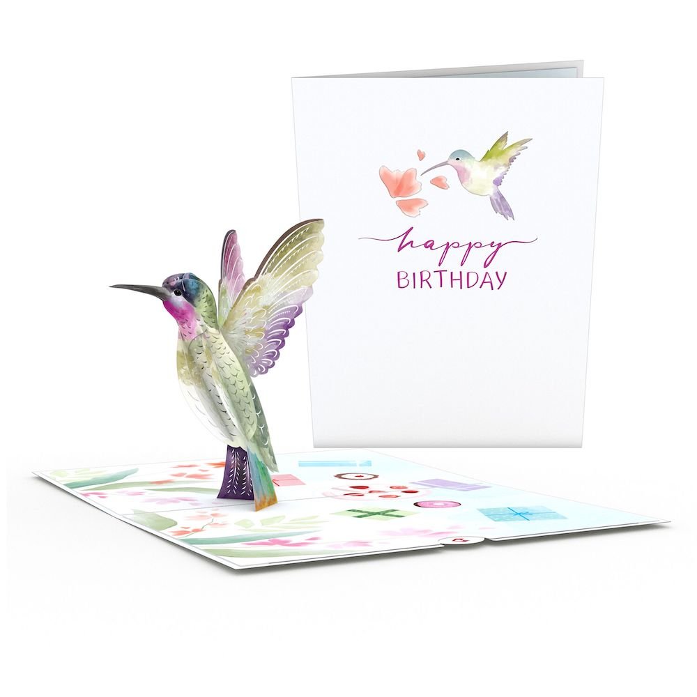 Lovepop - Aquarell - Rosen & Kolibri zum Geburtstag 3D Pop - Up Karte + Bouquet Set - Onlineshop für außergewöhnliche Grußkarten und Paper Art - Online kaufen