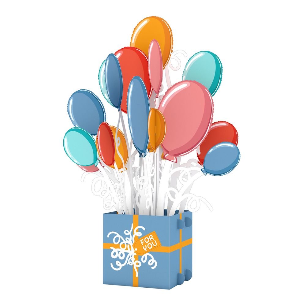 Lovepop - Ballonbox - Geburtstag 3D Pop - Up Karte + Bouquet Set - Onlineshop für außergewöhnliche Grußkarten und Paper Art - Online kaufen