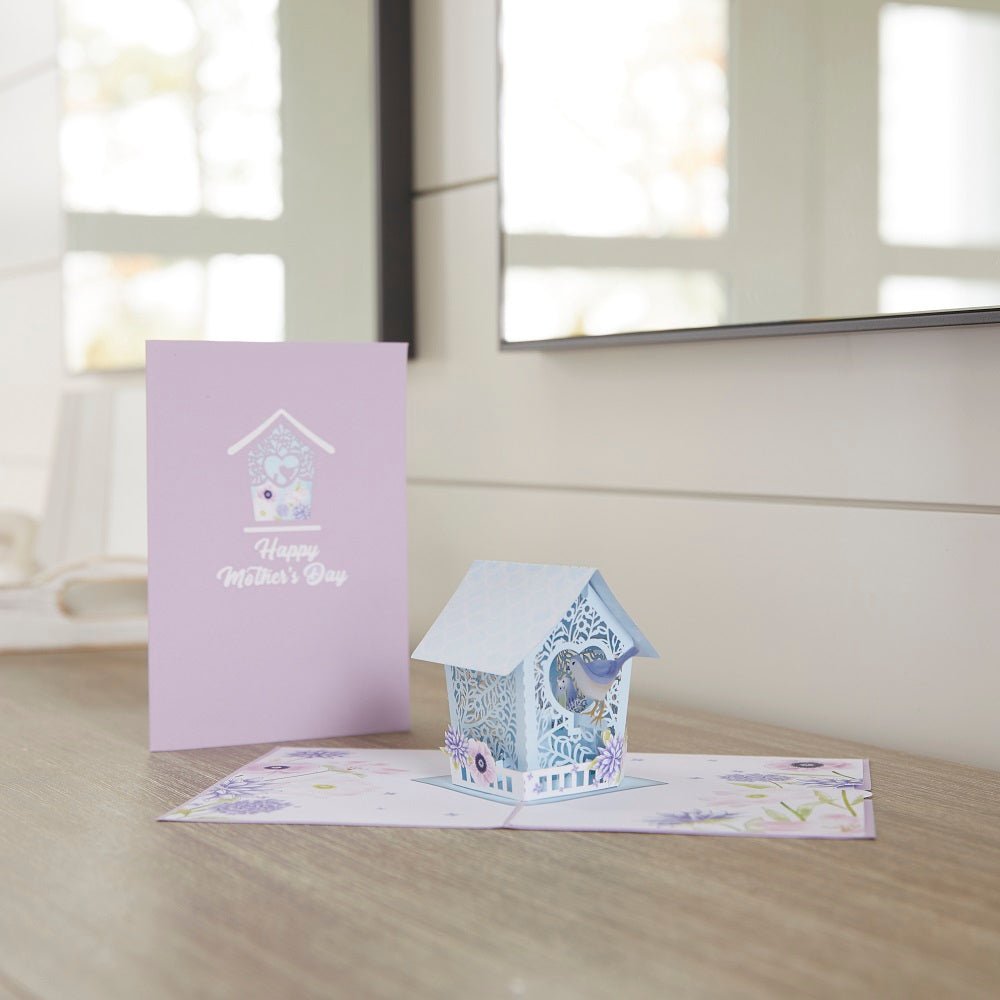 Lovepop - Blaues Vogelhaus zum Muttertag 3D Pop - Up Karte - Onlineshop für außergewöhnliche Grußkarten und Paper Art - Online kaufen