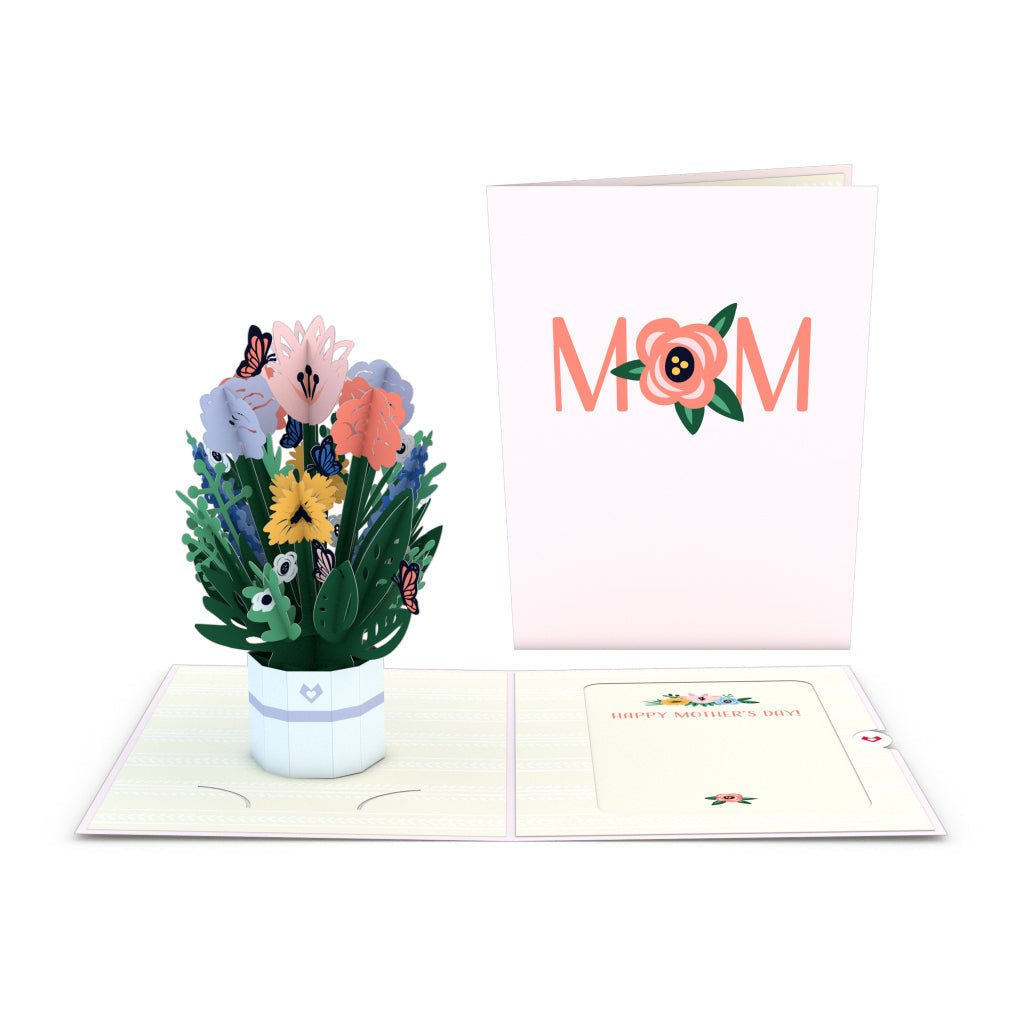 Lovepop - Blumenkorb zum Muttertag mit Mini - Blumenstrauß 3D Pop - Up Karte - Onlineshop für außergewöhnliche Grußkarten und Paper Art - Online kaufen
