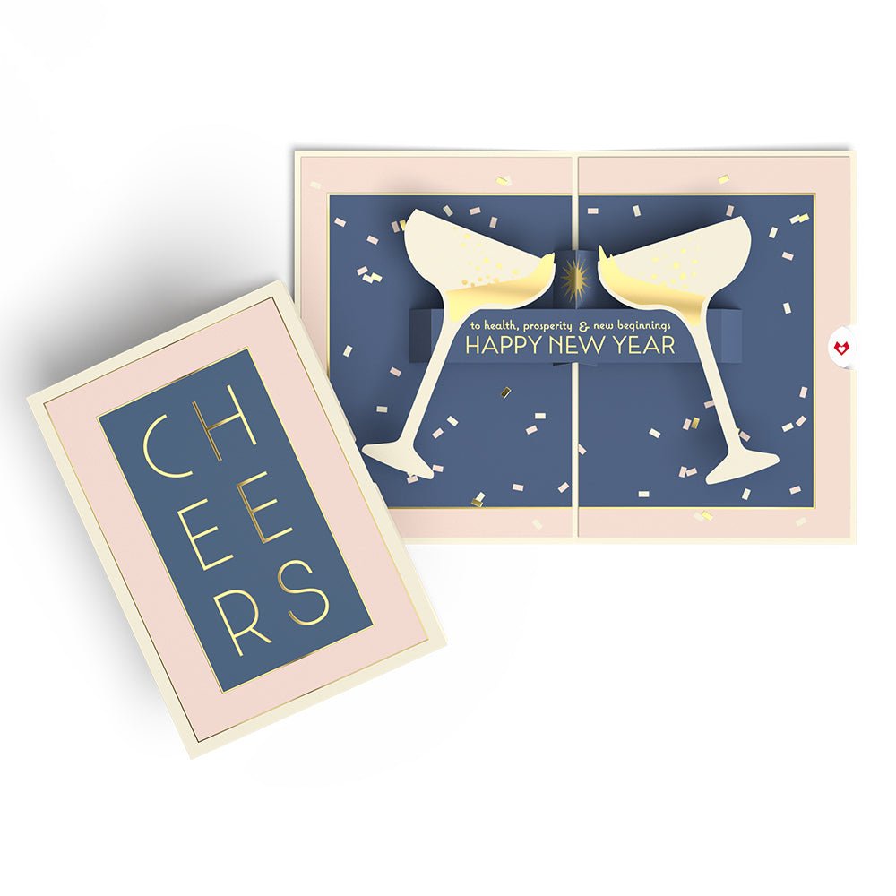 Lovepop - Cheers Frohes Neues Jahr 3D Pop - Up Karte - Onlineshop für außergewöhnliche Grußkarten und Paper Art - Online kaufen