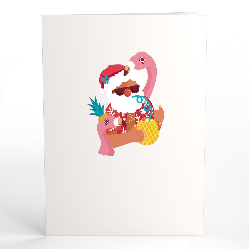 Lovepop - Flamingo - Schlittenfahrt mit Weihnachtsmann 3D Pop - Up Karte - Onlineshop für außergewöhnliche Grußkarten und Paper Art - Online kaufen