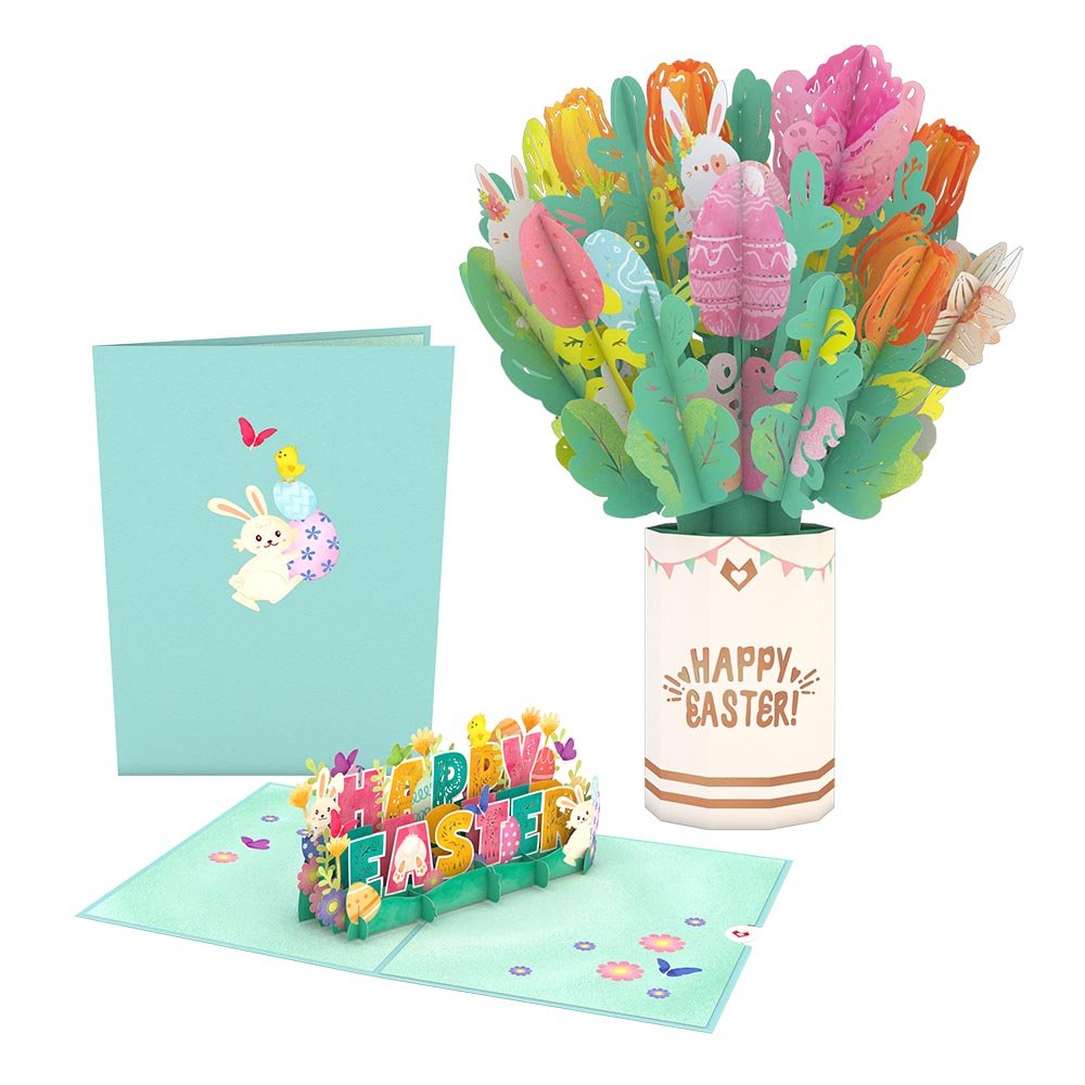 Lovepop - Frohe Ostern 3D Pop - Up Karte + Bouquet Set - Onlineshop für außergewöhnliche Grußkarten und Paper Art - Online kaufen