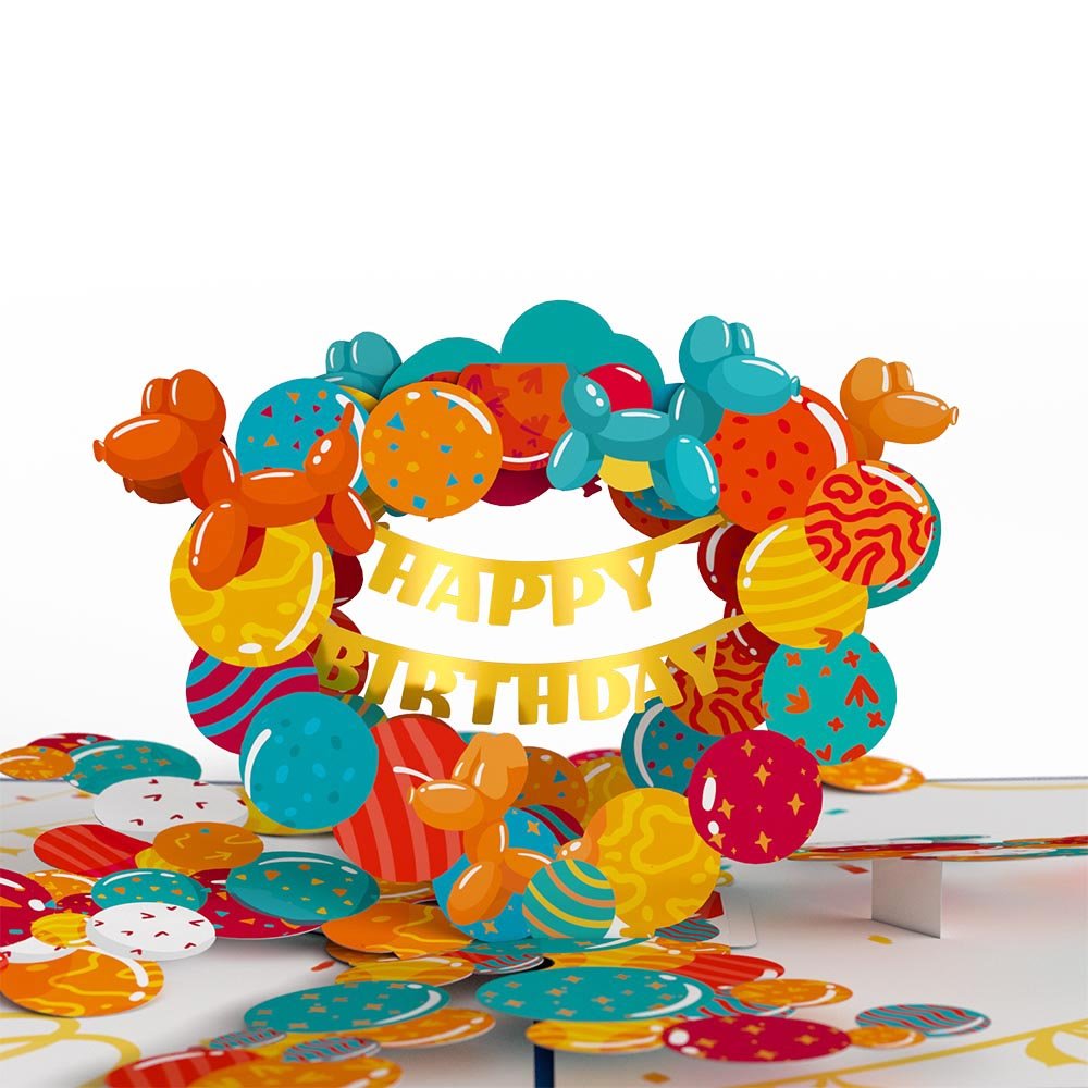 Lovepop - Geburtstag & Luftballons 3D Pop - Up Karte - Onlineshop für außergewöhnliche Grußkarten und Paper Art - Online kaufen