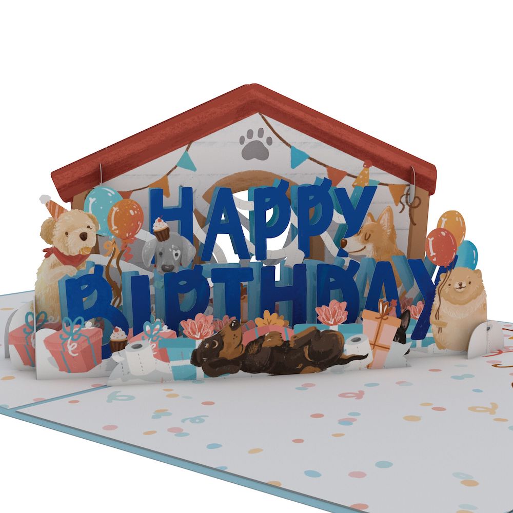 Lovepop - Geburtstag mit Hunden 3D Pop - Up Karte - Onlineshop für außergewöhnliche Grußkarten und Paper Art - Online kaufen