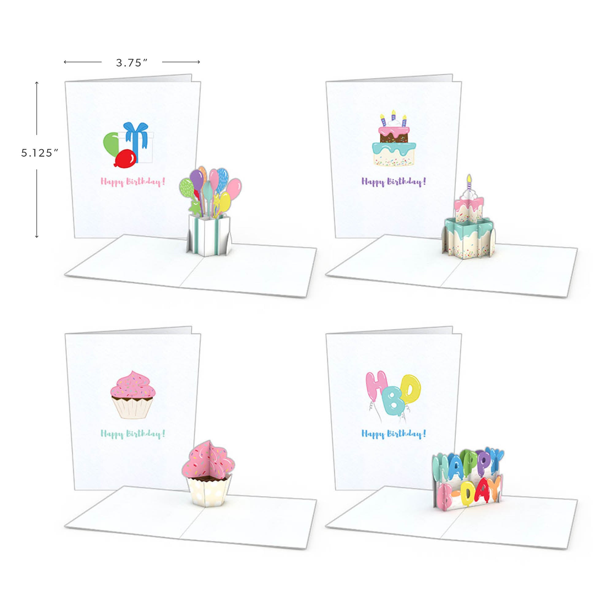 Lovepop - Geburtstags - Notizkarten (4er - Pack) 3D Pop - Up Kartenpaket - Onlineshop für außergewöhnliche Grußkarten und Paper Art - Online kaufen