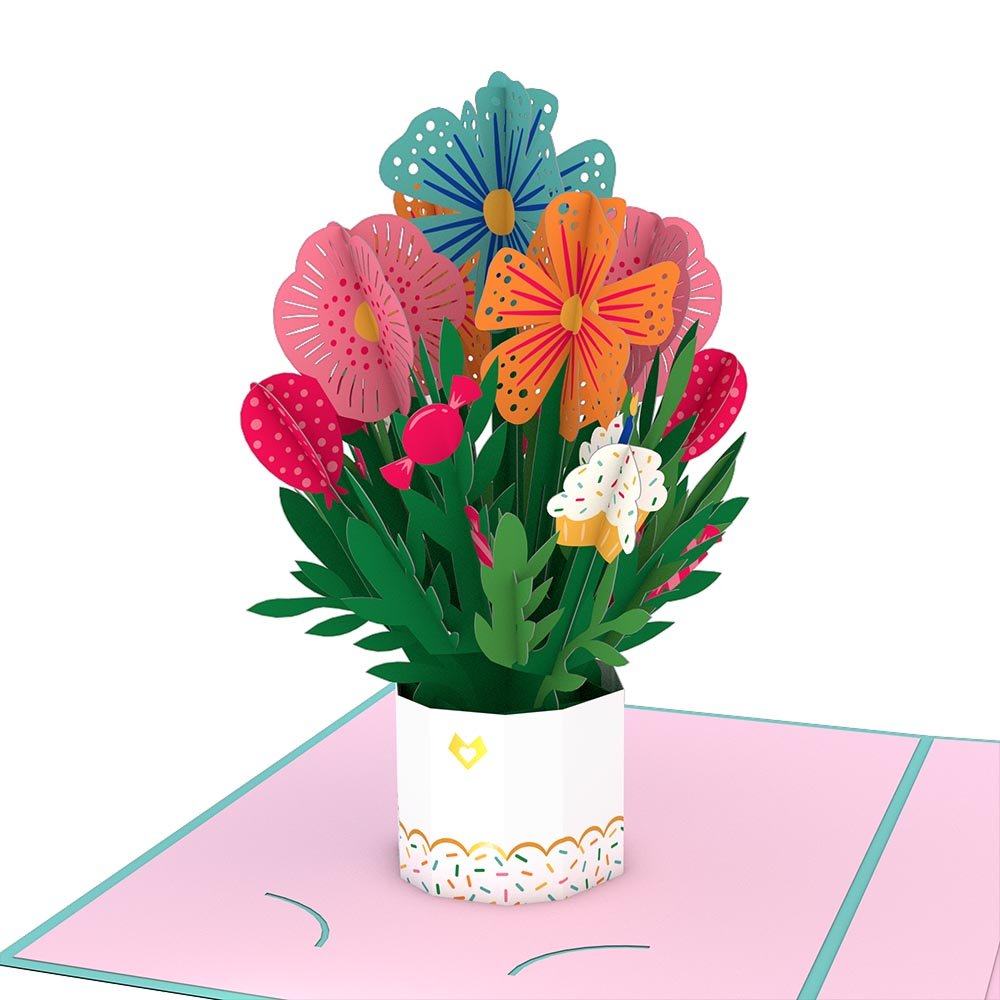 Lovepop - Geburtstagskarte mit Mini - Bouquet 3D Pop - Up Skulpturkarte - Onlineshop für außergewöhnliche Grußkarten und Paper Art - Online kaufen