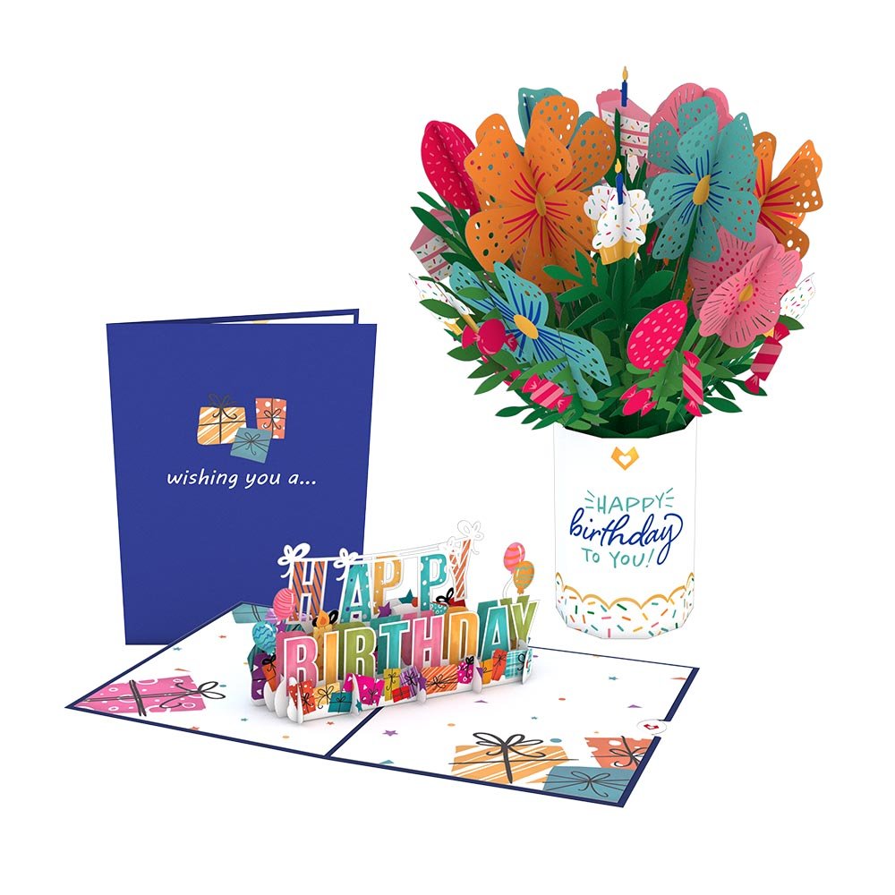 Lovepop - Geburtstagspaket 3D Pop - Up Karte + Bouquet Set - Onlineshop für außergewöhnliche Grußkarten und Paper Art - Online kaufen