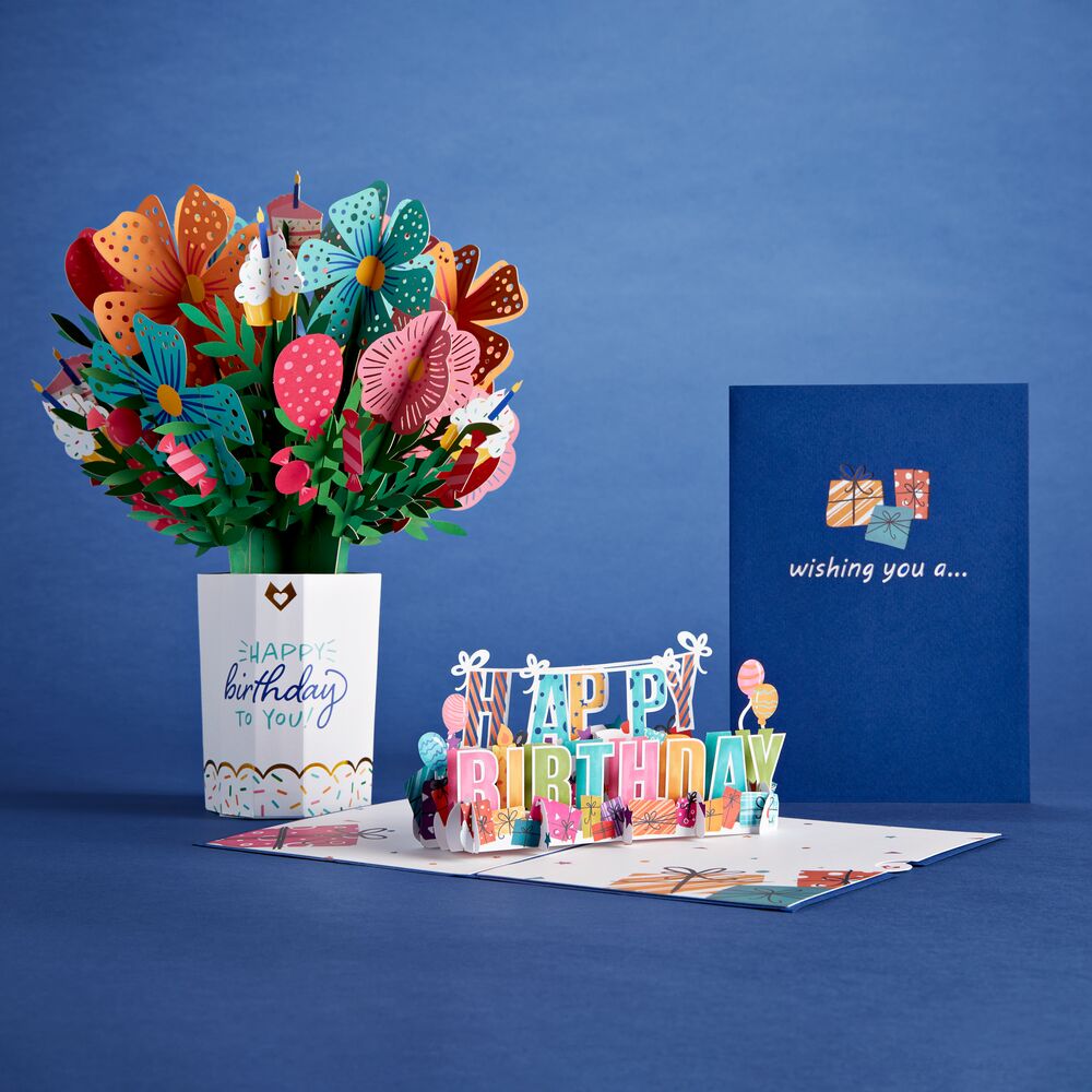 Lovepop - Geburtstagspaket 3D Pop - Up Karte + Bouquet Set - Onlineshop für außergewöhnliche Grußkarten und Paper Art - Online kaufen