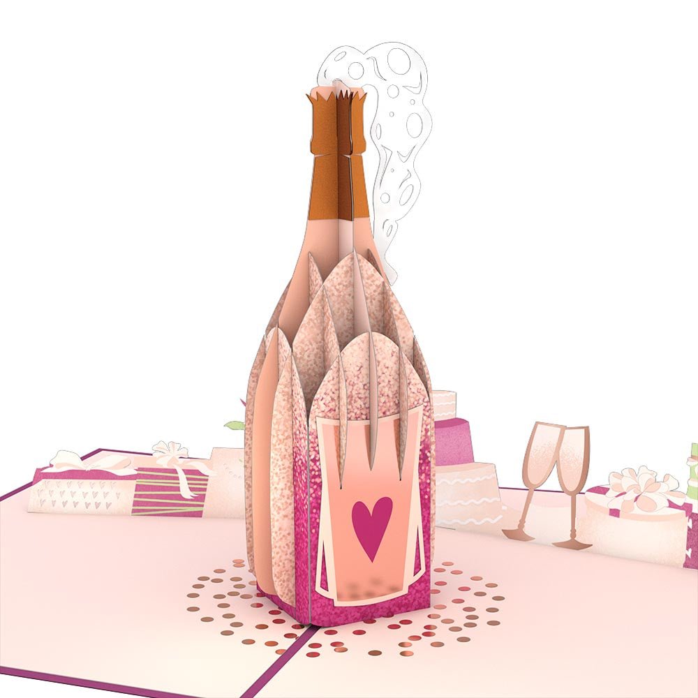 Lovepop - Glückwunsch - Champagner 3D Pop - Up Karte - Onlineshop für außergewöhnliche Grußkarten und Paper Art - Online kaufen