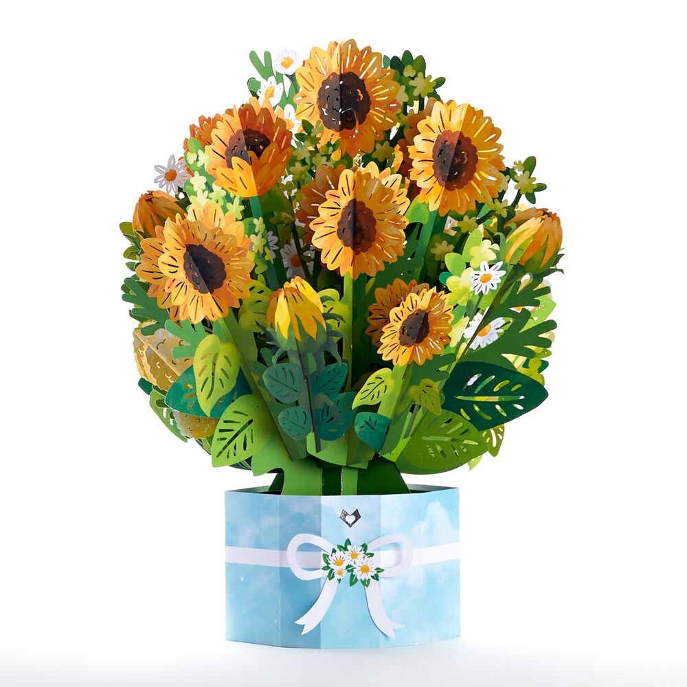 Lovepop - Großes Sonnenblumen - Blumenstrauß - Paket zum Muttertag 3D Pop - Up Karte + Bouquet Set - Onlineshop für außergewöhnliche Grußkarten und Paper Art - Online kaufen