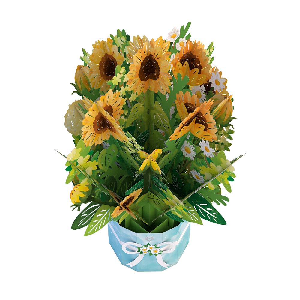 Lovepop - Großes Sonnenblumen - Blumenstrauß - Paket zum Muttertag 3D Pop - Up Karte + Bouquet Set - Onlineshop für außergewöhnliche Grußkarten und Paper Art - Online kaufen