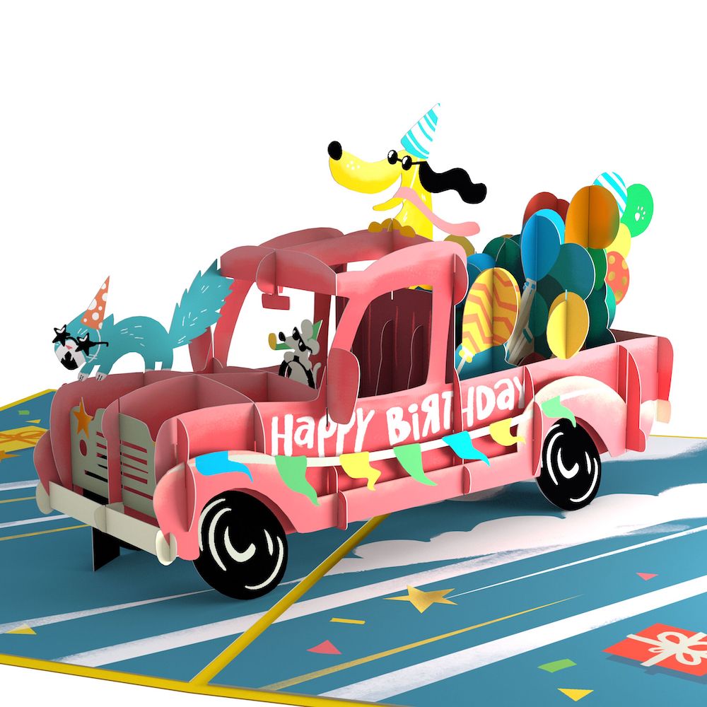 Lovepop - Happy Birthday Truck 3D Pop - Up Karte - Onlineshop für außergewöhnliche Grußkarten und Paper Art - Online kaufen