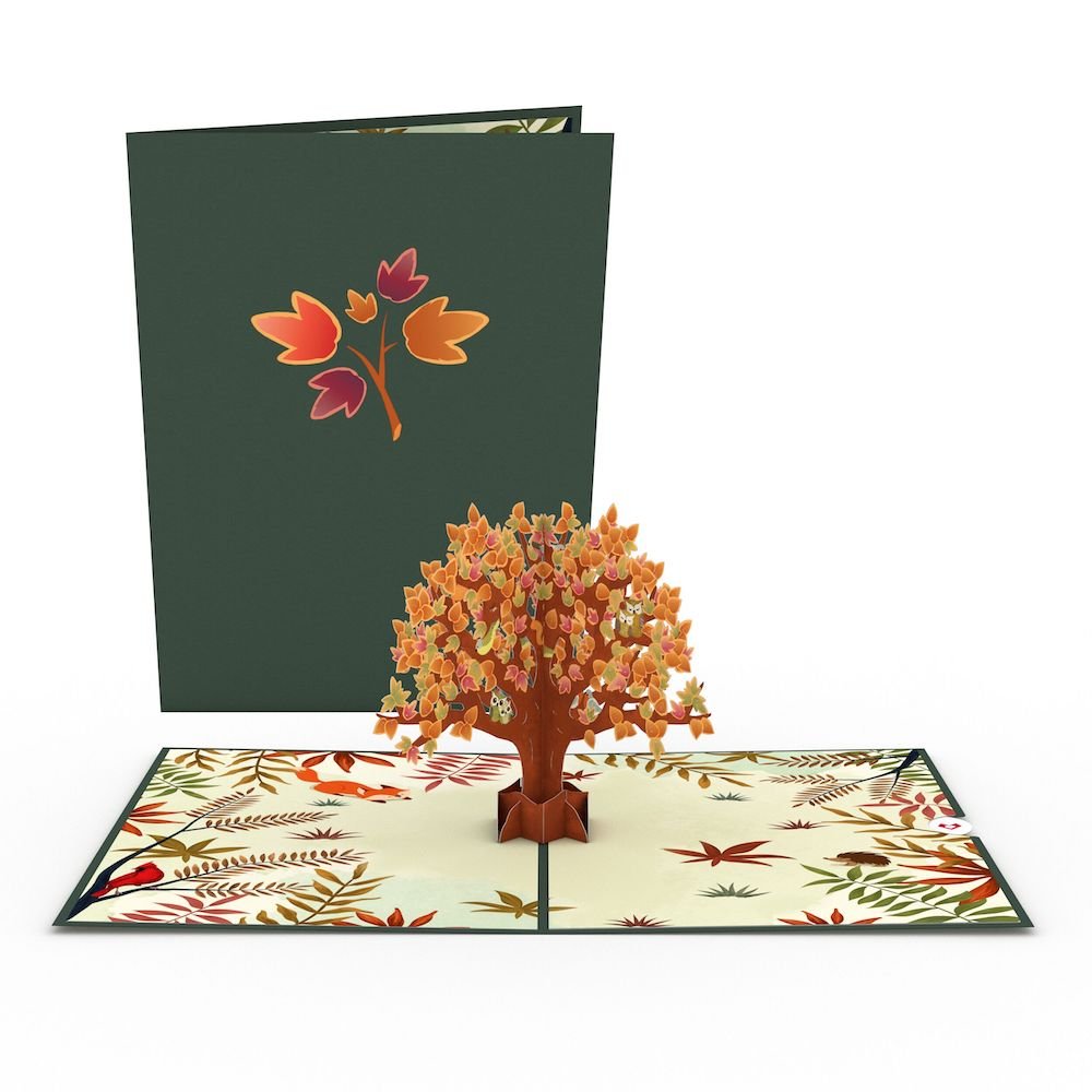 Lovepop - Herbstlicher Baum mit Waldtieren 3D Pop - Up Karte - Onlineshop für außergewöhnliche Grußkarten und Paper Art - Online kaufen