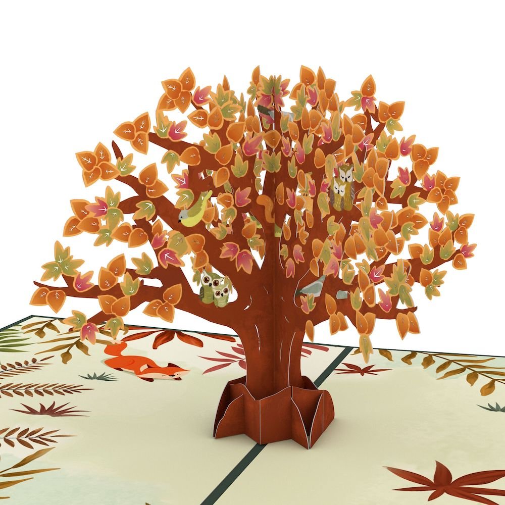 Lovepop - Herbstlicher Baum mit Waldtieren 3D Pop - Up Karte - Onlineshop für außergewöhnliche Grußkarten und Paper Art - Online kaufen