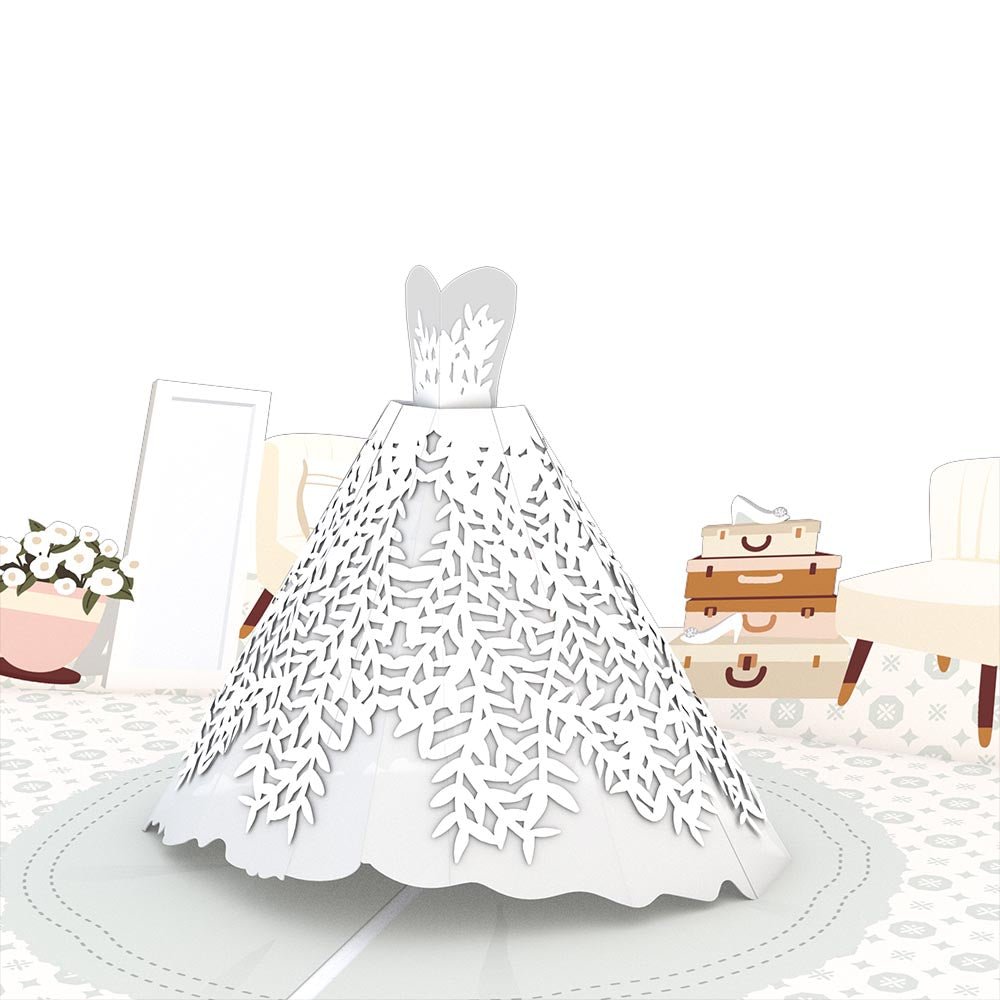 Lovepop - Hochzeitskleid 3D Pop - Up Karte - Onlineshop für außergewöhnliche Grußkarten und Paper Art - Online kaufen