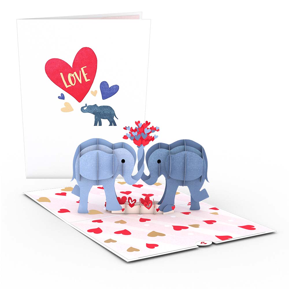 Lovepop - Love Elephants Liebes - Elefanten 3D Pop - Up Karte - Onlineshop für außergewöhnliche Grußkarten und Paper Art - Online kaufen