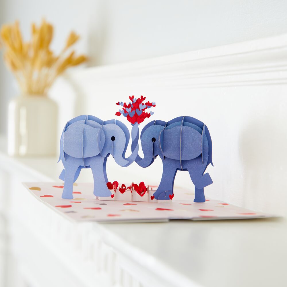 Lovepop - Love Elephants Liebes - Elefanten 3D Pop - Up Karte - Onlineshop für außergewöhnliche Grußkarten und Paper Art - Online kaufen