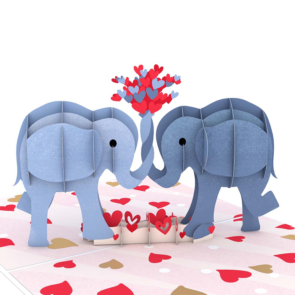 Lovepop - Love Elephants Liebes - Elefanten 3D Pop - Up Karte - Onlineshop für außergewöhnliche Grußkarten und Paper Art - Online kaufen