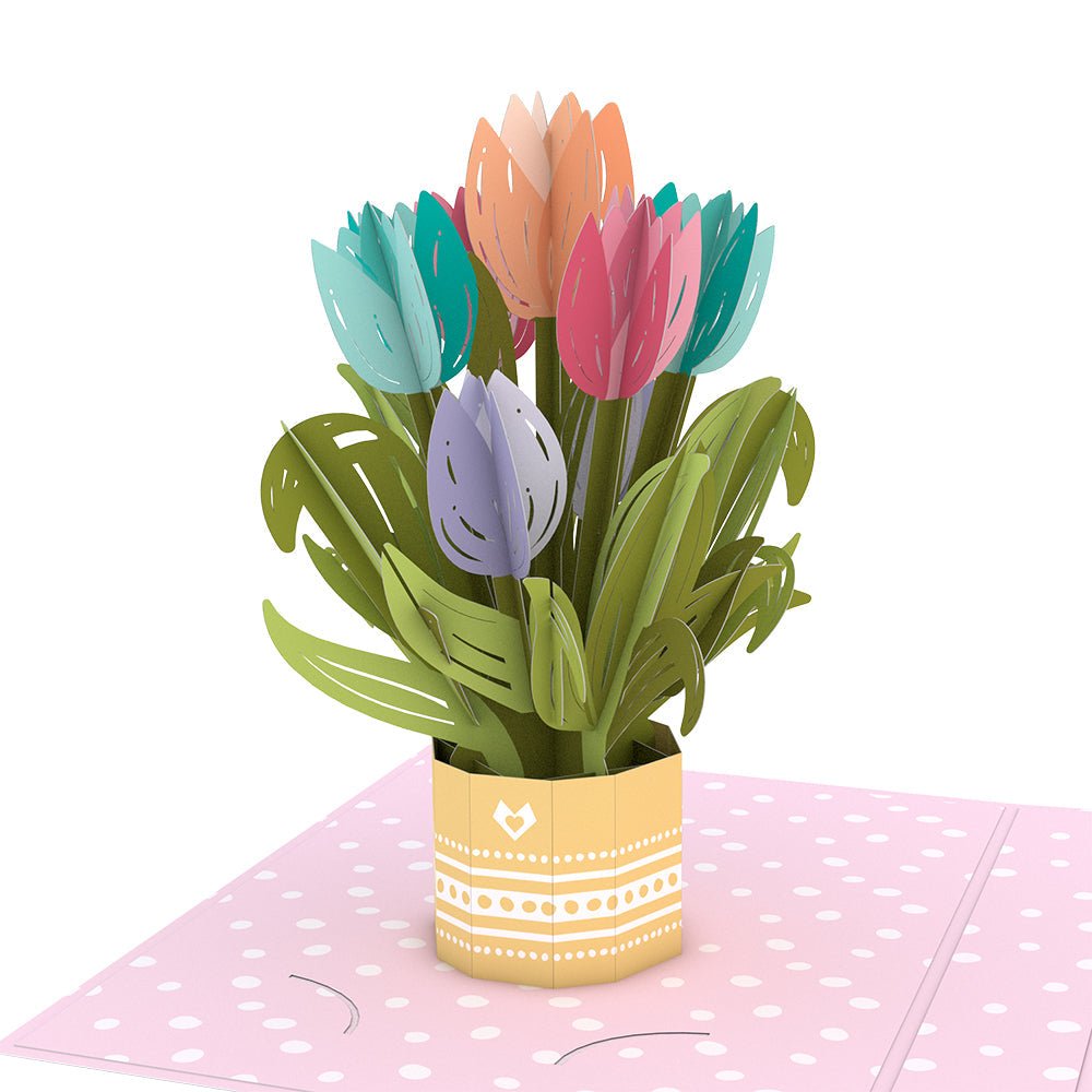 Lovepop - Muttertags - Tulpenkarte zum Muttertag mit Mini - Blumenstrauß 3D Pop - Up Skulpturkarte - Onlineshop für außergewöhnliche Grußkarten und Paper Art - Online kaufen