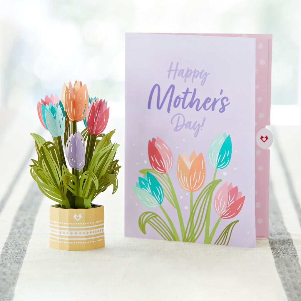 Lovepop - Muttertags - Tulpenkarte zum Muttertag mit Mini - Blumenstrauß 3D Pop - Up Skulpturkarte - Onlineshop für außergewöhnliche Grußkarten und Paper Art - Online kaufen