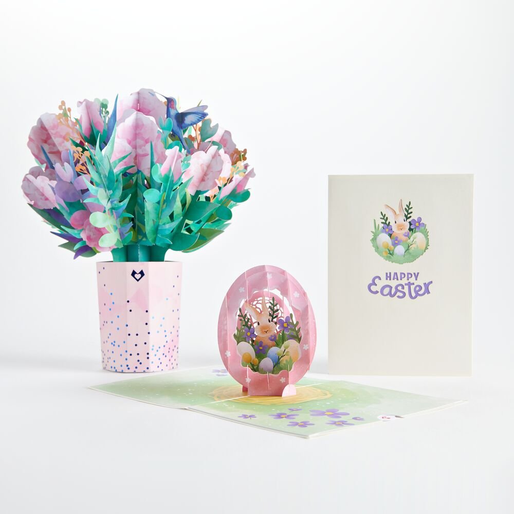 Lovepop - Osterei & Aquarell - Rosen 3D Pop - Up Karte + Bouquet Set - Onlineshop für außergewöhnliche Grußkarten und Paper Art - Online kaufen