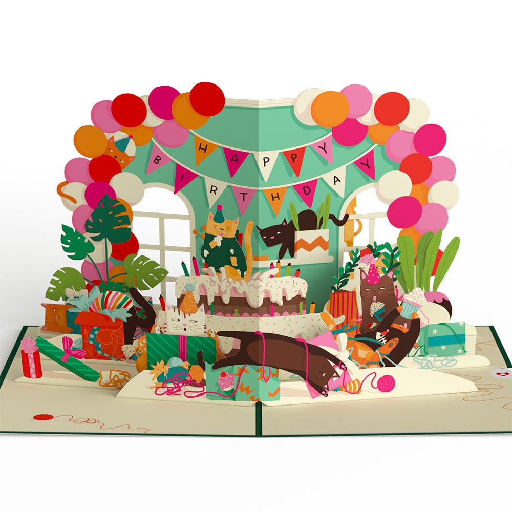 Lovepop - Party Cats Geburtstag Katzen 3D Pop - Up Karte - Onlineshop für außergewöhnliche Grußkarten und Paper Art - Online kaufen