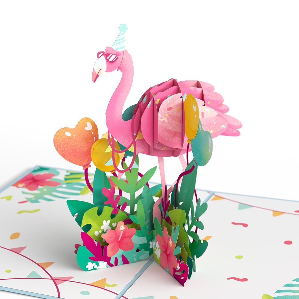 Lovepop - Pinker Geburtstags - Flamingo 3D Pop - Up Karte - Onlineshop für außergewöhnliche Grußkarten und Paper Art - Online kaufen