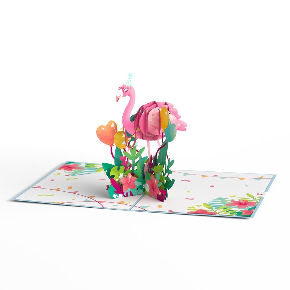 Lovepop - Pinker Geburtstags - Flamingo 3D Pop - Up Karte - Onlineshop für außergewöhnliche Grußkarten und Paper Art - Online kaufen