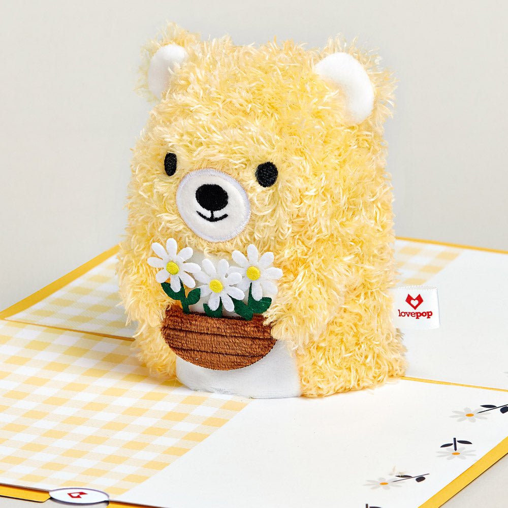 Lovepop - Plüsch - Pop - Daisy Greetings Gänseblümchen Grüße 3D Pop - Up Karte mit Plüschfigur - Onlineshop für außergewöhnliche Grußkarten und Paper Art - Online kaufen