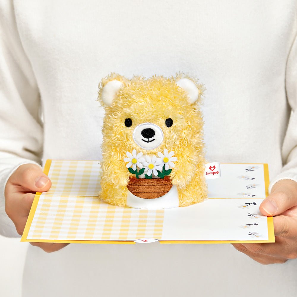 Lovepop - Plüsch - Pop - Daisy Greetings Gänseblümchen Grüße 3D Pop - Up Karte mit Plüschfigur - Onlineshop für außergewöhnliche Grußkarten und Paper Art - Online kaufen