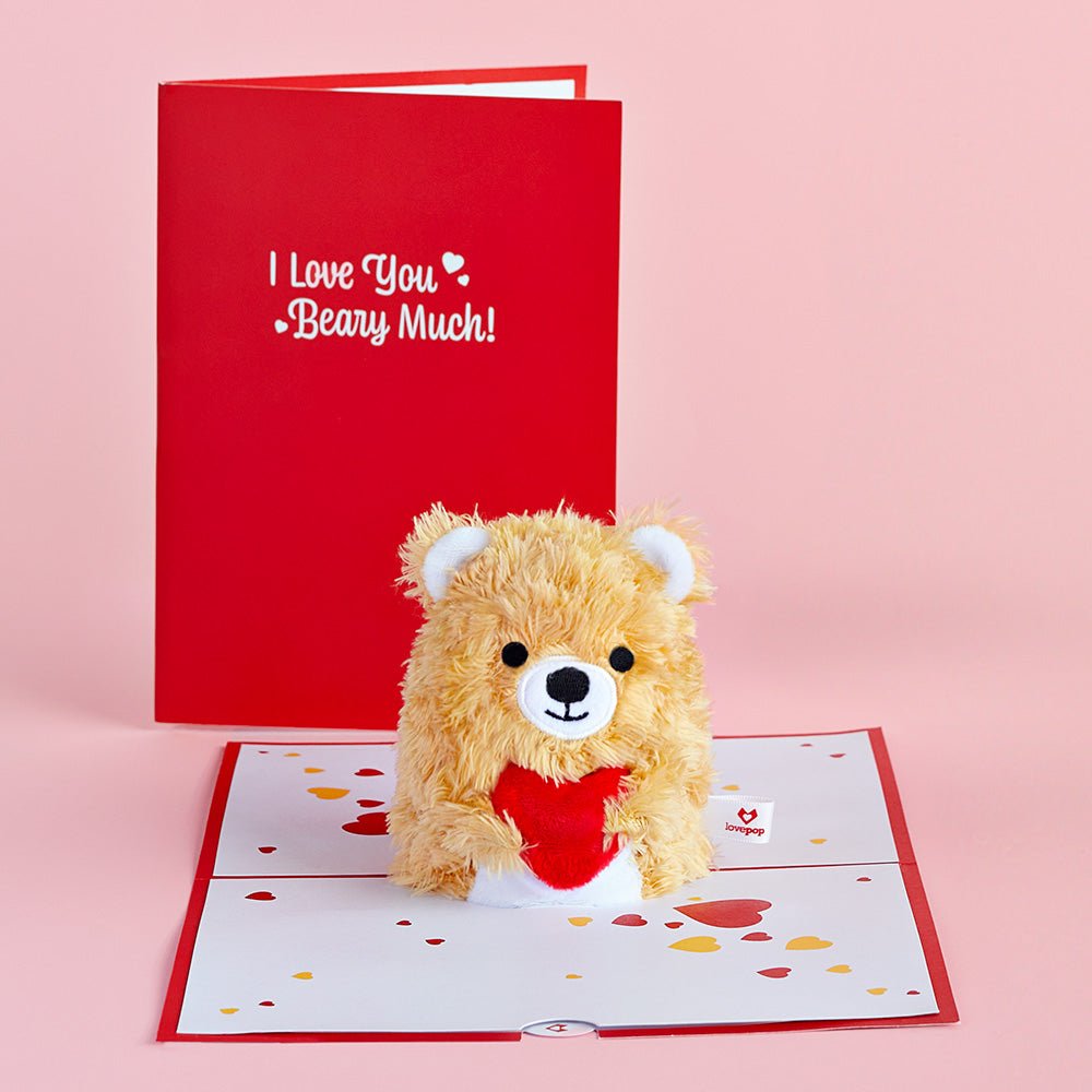 Lovepop - Plüsch - Pop - I love you Beary Much 3D Pop - Up Karte mit Plüschfigur - Onlineshop für außergewöhnliche Grußkarten und Paper Art - Online kaufen