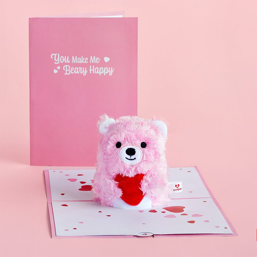 Lovepop - Plüsch - Pop - You make me Beary Happy 3D Pop - Up Karte mit Plüschfigur - Onlineshop für außergewöhnliche Grußkarten und Paper Art - Online kaufen