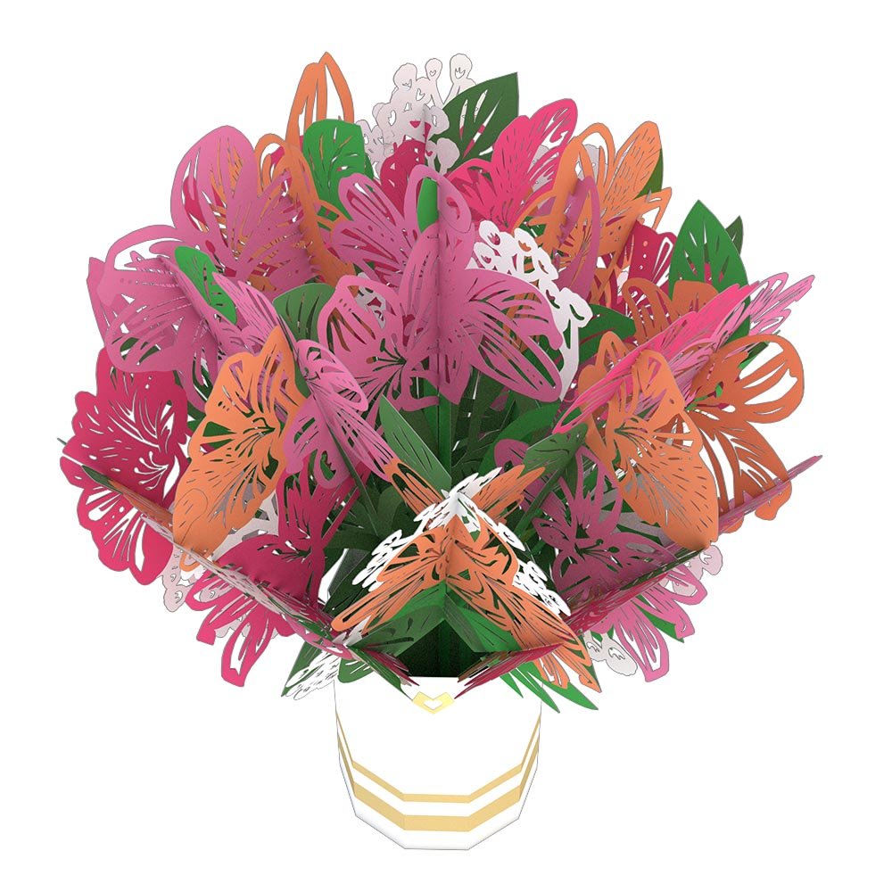 Lovepop - Rosa Lilienstrauß 3D Pop - Up Bouquet - Onlineshop für außergewöhnliche Grußkarten und Paper Art - Online kaufen