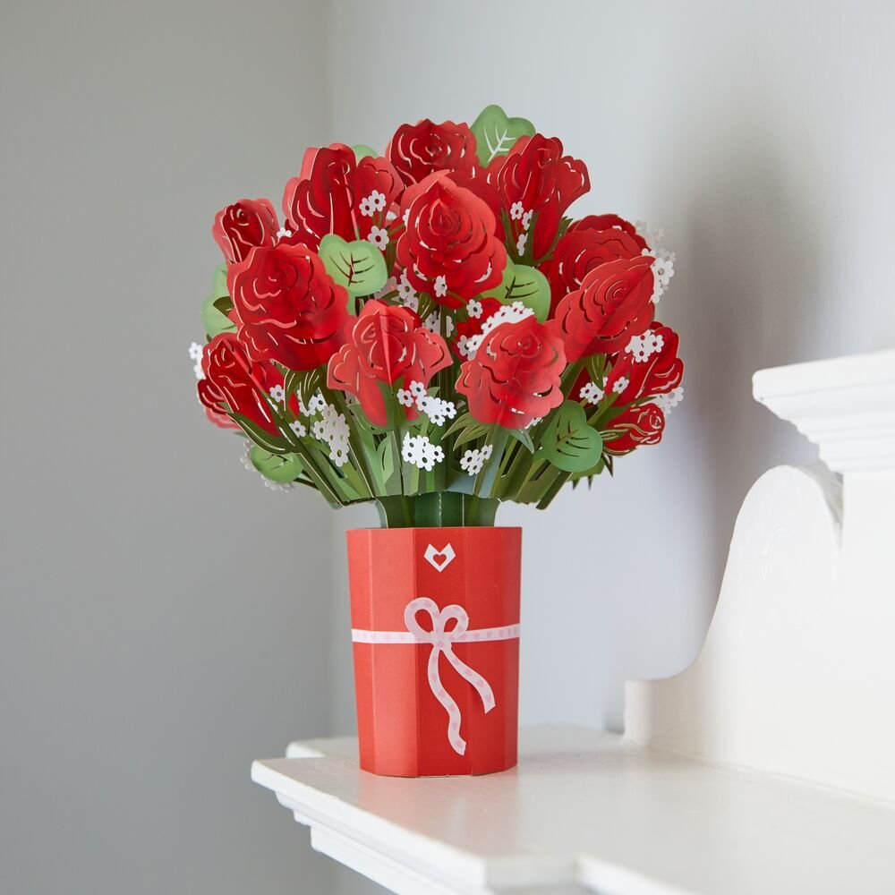 Lovepop - Roter Rosenstrauß 3D Pop - Up Bouquet - Onlineshop für außergewöhnliche Grußkarten und Paper Art - Online kaufen