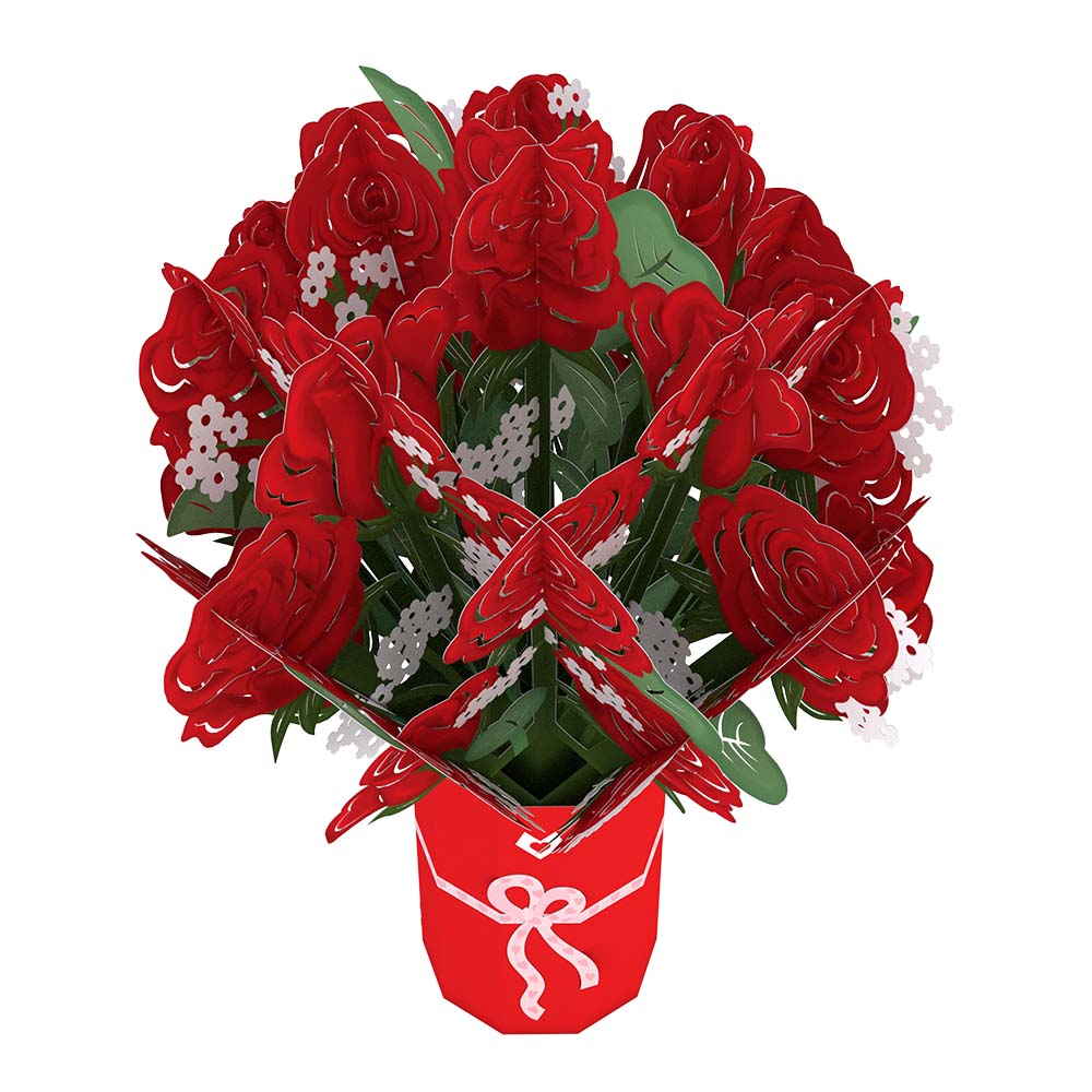 Lovepop - Roter Rosenstrauß 3D Pop - Up Bouquet - Onlineshop für außergewöhnliche Grußkarten und Paper Art - Online kaufen