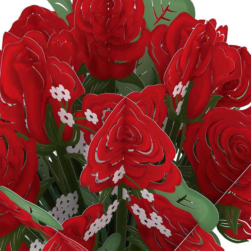 Lovepop - Roter Rosenstrauß 3D Pop - Up Bouquet - Onlineshop für außergewöhnliche Grußkarten und Paper Art - Online kaufen