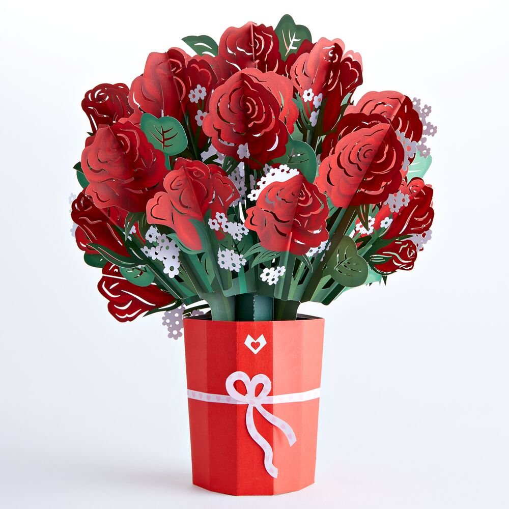 Lovepop - Roter Rosenstrauß 3D Pop - Up Bouquet - Onlineshop für außergewöhnliche Grußkarten und Paper Art - Online kaufen