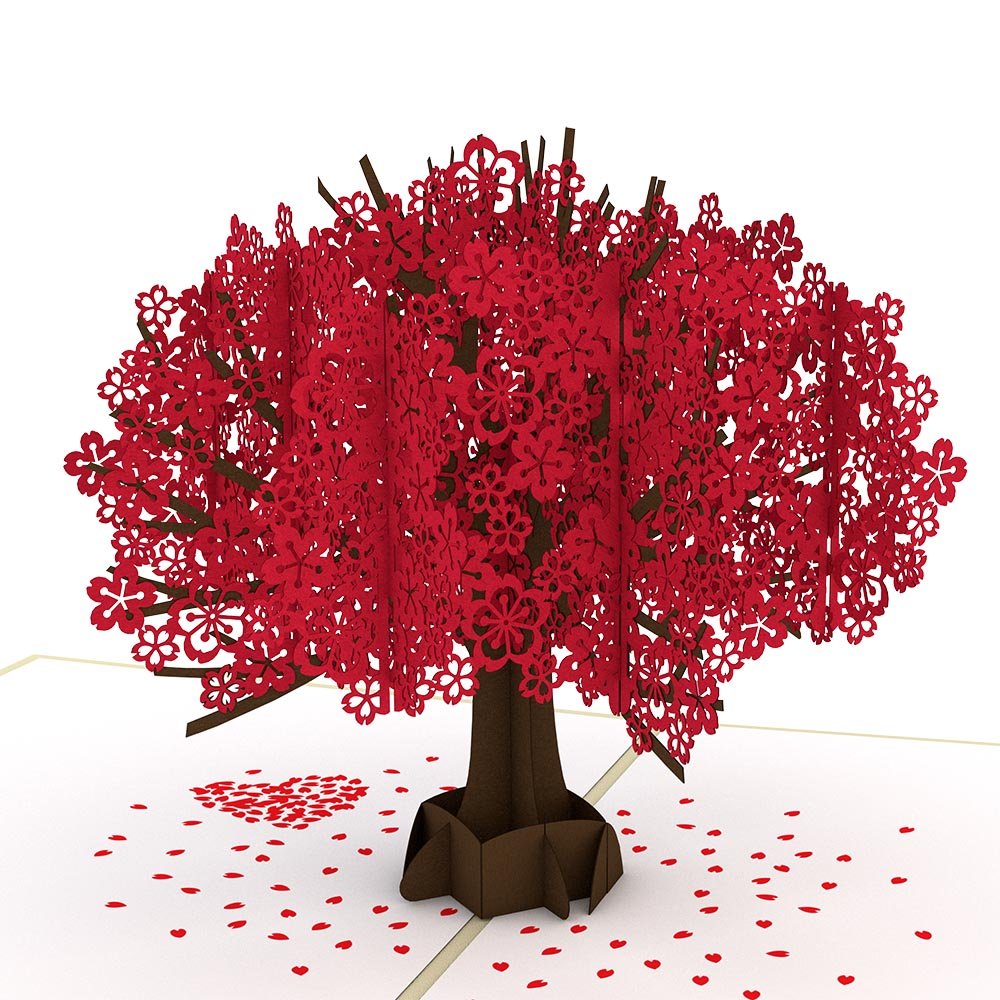 Lovepop - Roter Sakura Baum 3D Pop - Up Karte - Onlineshop für außergewöhnliche Grußkarten und Paper Art - Online kaufen